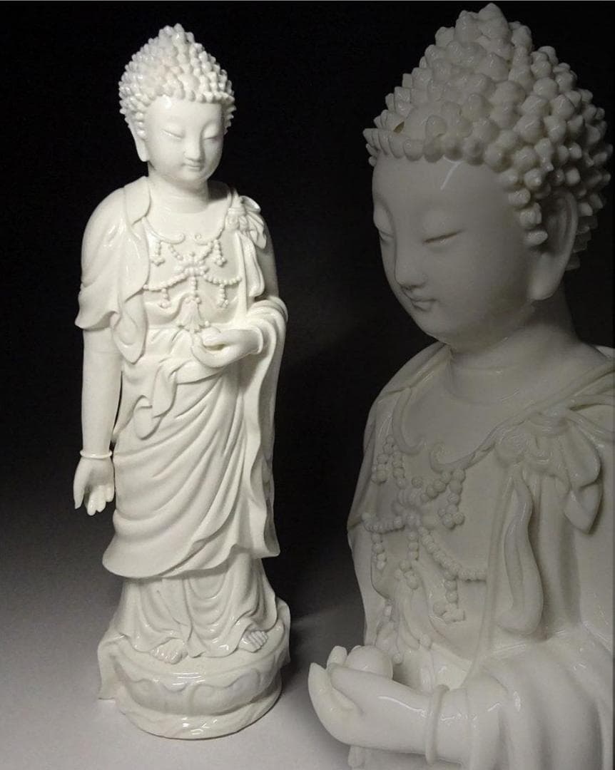 時代物 白磁高麗仏 仏像 高約34.5cm 仏教美術 唐物 徳化窯 z98913