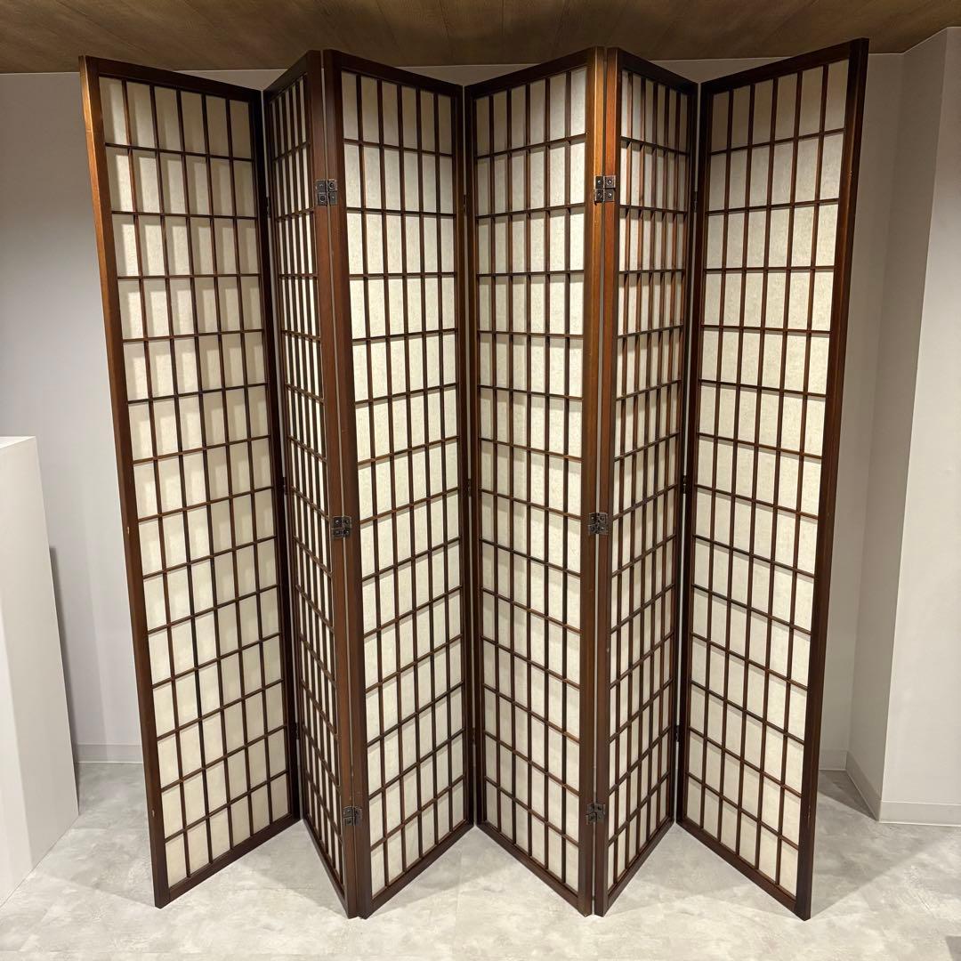 和風パーテーション　木製　障子　6連