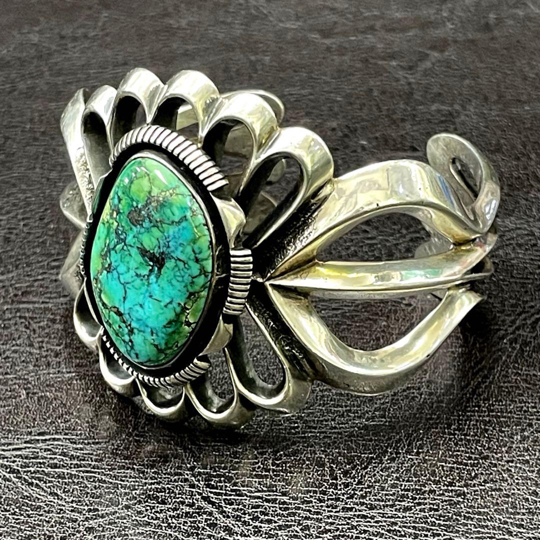 ナバホ族 アーロンアンダーソン ターコイズ SILVERバングル