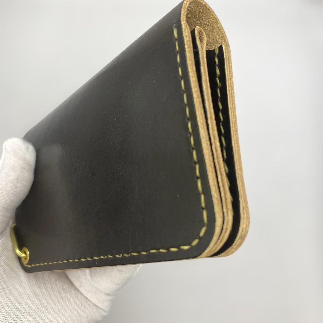 お札折らずに収納できる無骨な手染めミドルトラッカーウォレット BTW01