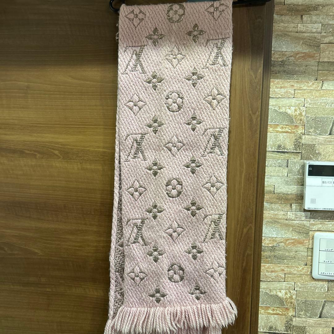 Louis Vuitton ロゴ入りマフラー ピンク