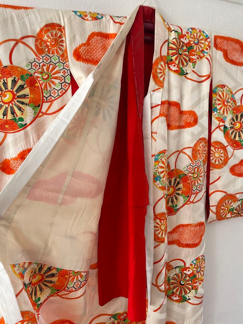 七五三　７歳　正絹　部分絞り入り　お着物セット　大寸作り帯コーデ