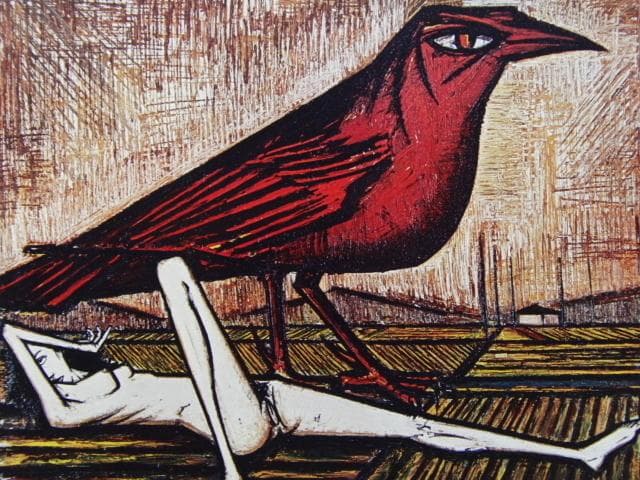 ベルナール・ビュッフェ「LES OISEAUX-L'oiseau rouge」