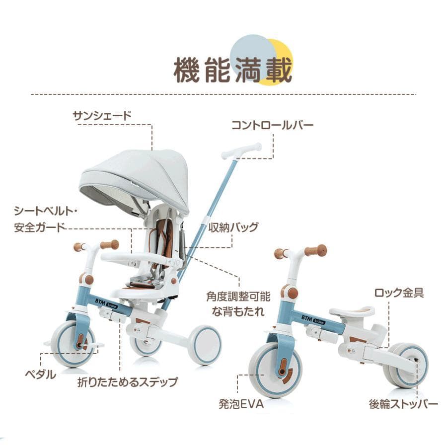 新品 子供用三輪車 7in1 自転車 キッズバイク 1586-140