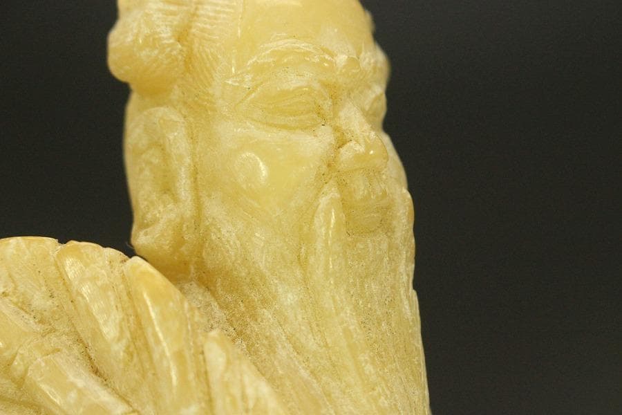 中国美術 蝋石 寿老人 置物(ZE468)
