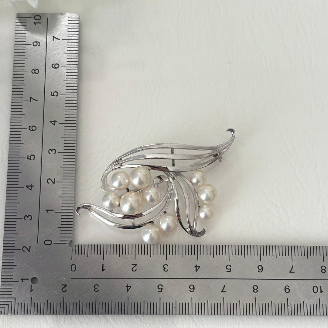050【ミキモト】シルバー　パール　ブローチ