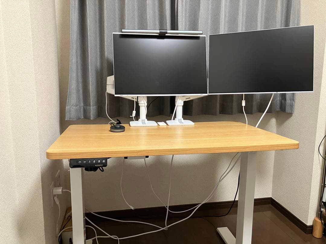 FLEXISPOT EF1 (足（白）＋天板（メイプル）, 100*60