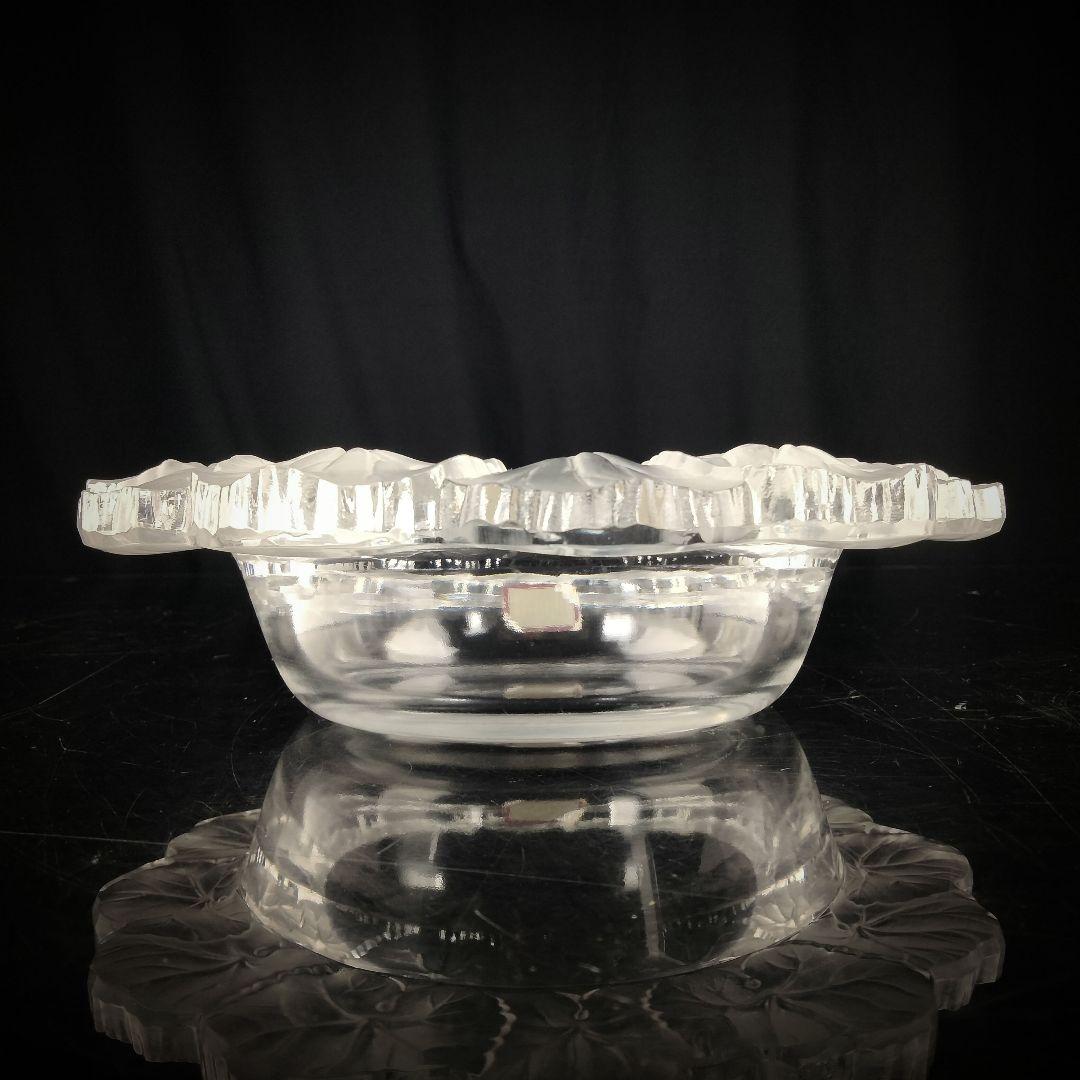 Ｐ331 ルネ・ラリック クリスタル フロストガラス 花弁 器 箱付