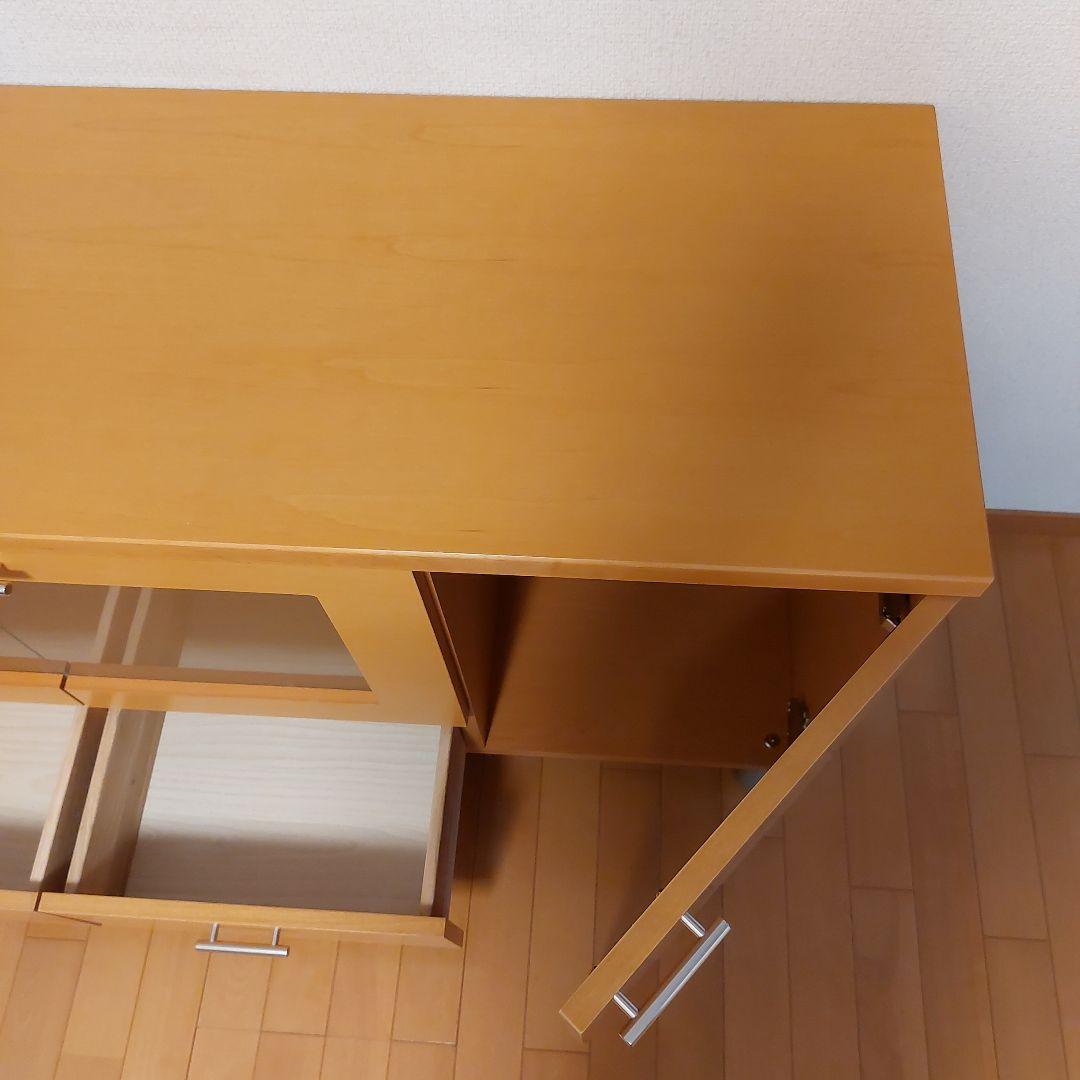 テレビ台　リビング収納棚　ナチュラル　ガラス扉付き