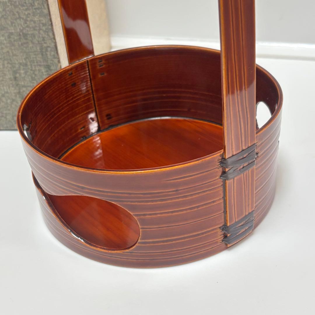 飛騨春慶塗　莨盆 瓢透し手付　春次　箱入　茶道具　漆器