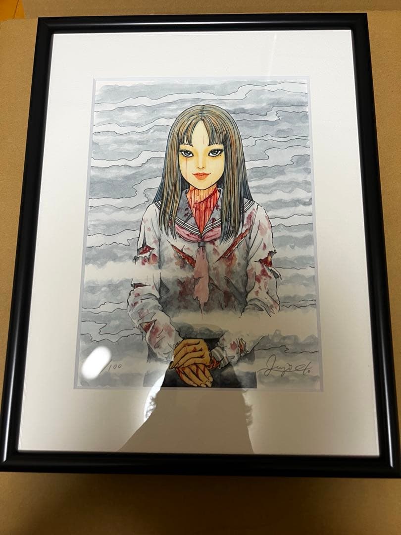 伊藤潤二　額付き複製原画　富江　100枚限定　正規品　直筆サイン入り