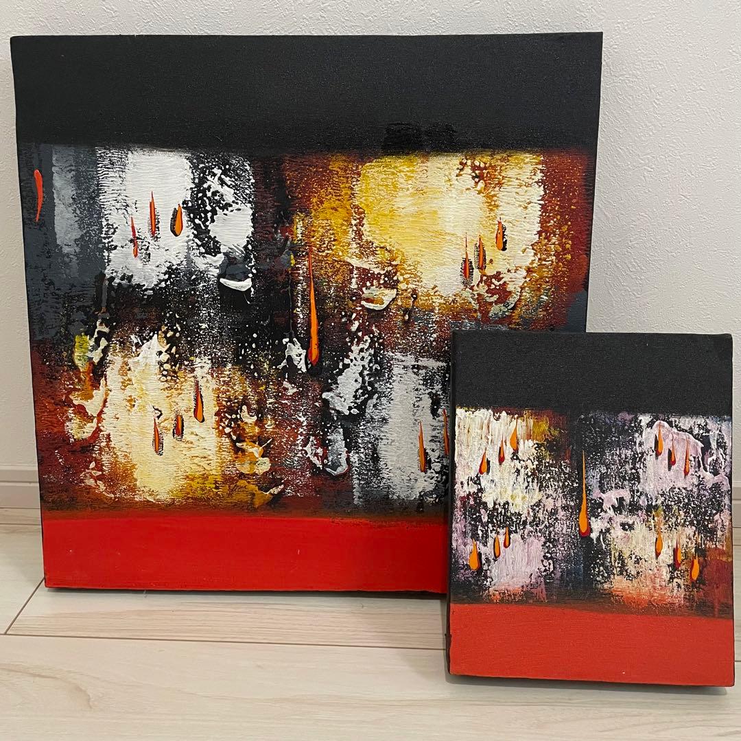 週末セール　モダンアート　インテリア　抽象画　油絵　アジアン　バリ　2枚
