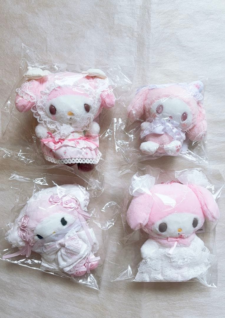 レディマイメロディマスコットホルダーとホワイトフリルデザイン 3点セット