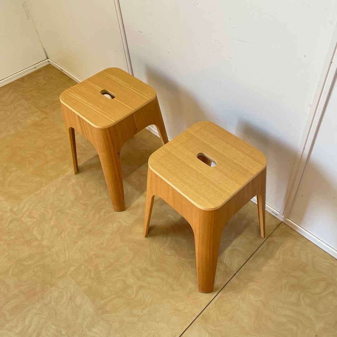 Francfranc スツール2脚 スタッキング椅子 チェア フランフラン 木製