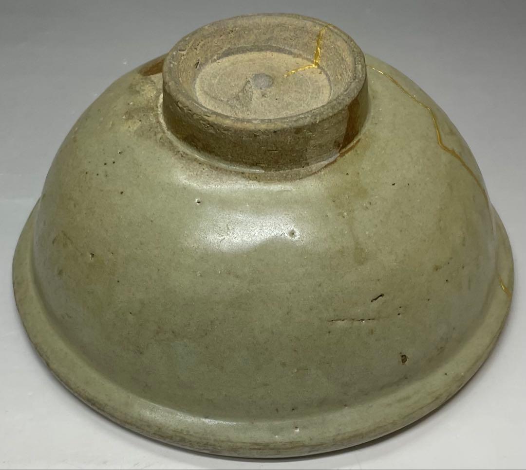 極め　桂又三郎識　花文様茶碗　北宋時代　仕覆　金直し 　d323