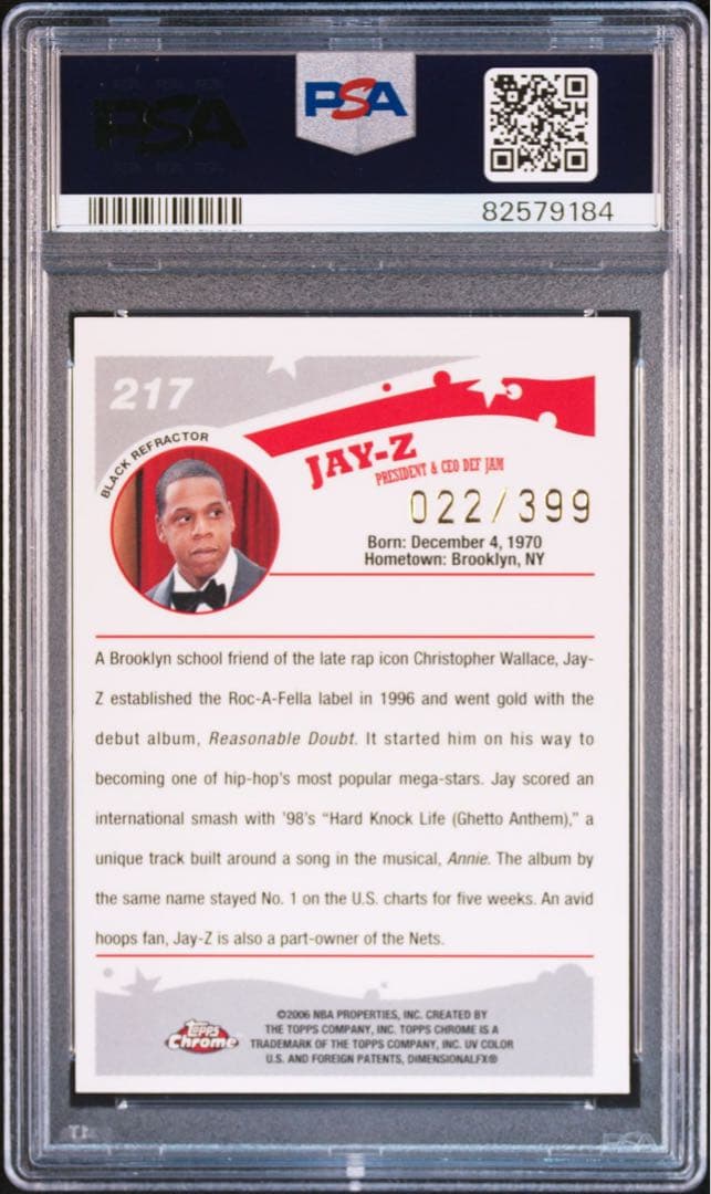 2005 Topps Chrome Jay Z カード RC Black 399