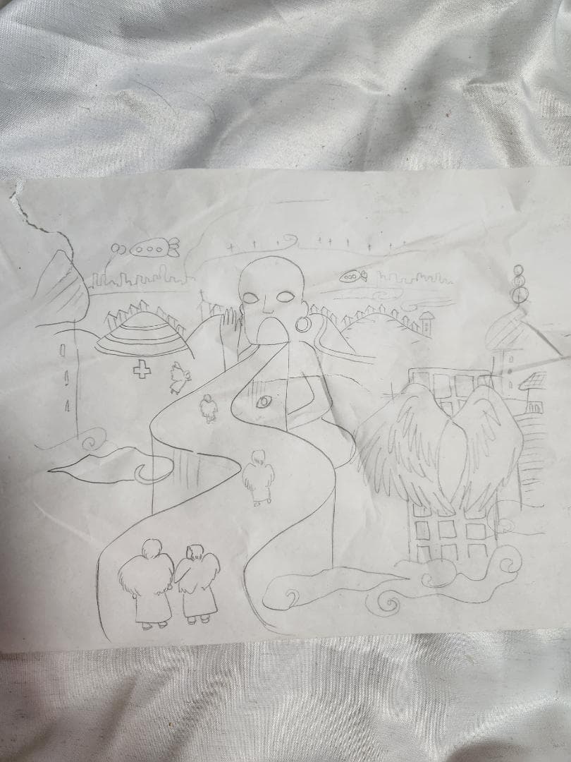 26万円幻想的な風景の鉛筆画 A4サイズ