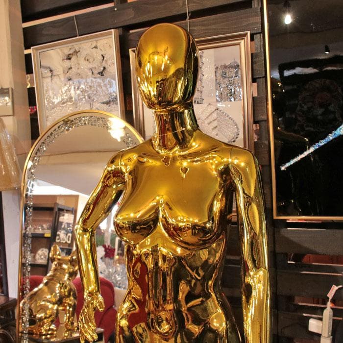 ゴールドメタリックマネキン 人形 ディスプレイ什器 トルソー 143-191
