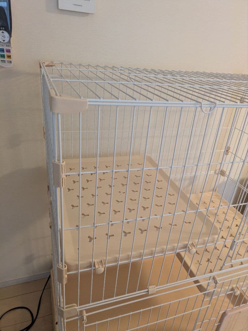 美品　2段　RAKU　猫　ケージ　大型　ゲージ　白