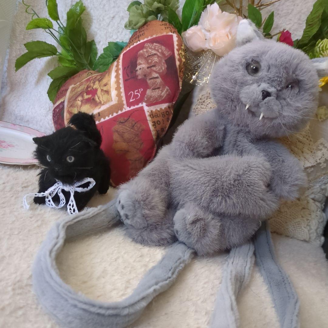 アートドール 黒猫 ロシアンブルー リュック ぬいぐるみ 猫 リアル