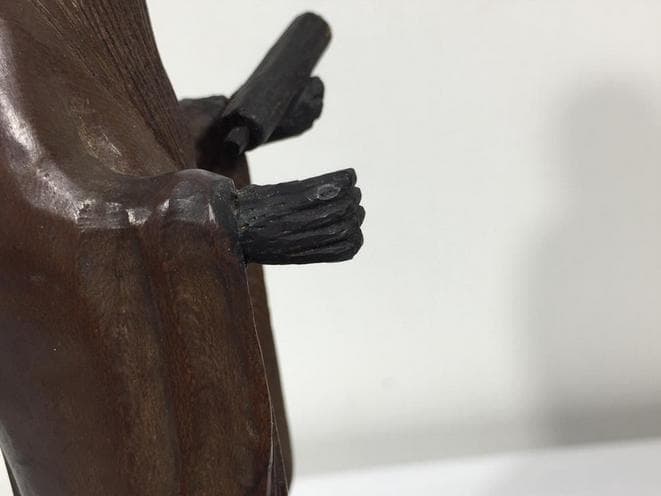 仙人 木彫り 人形 線密彫刻 約14.5cm 巻物 仏像 仙人像 中国美術 古玩