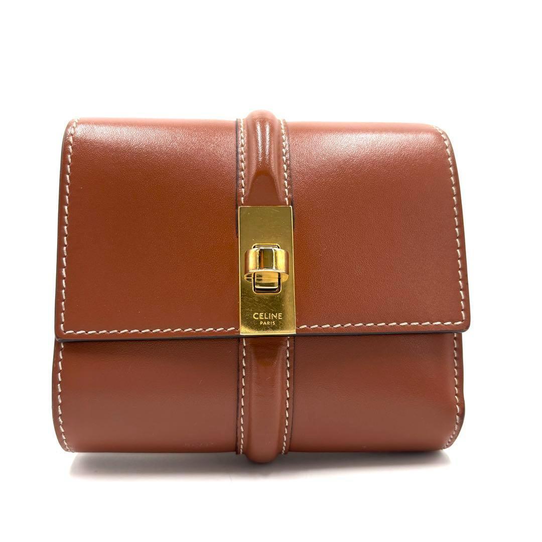 【現行品・極美品】セリーヌ スモール トリフォールドウォレット16 セーズ 茶