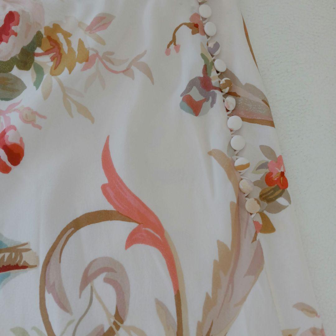 クリスチャンディオール　dior フラワー　　シルク　くるみボタン　スカート