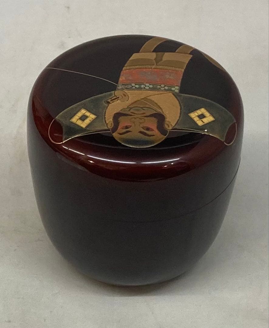 B259h 「奴凧蒔絵 棗」荒井正春作　共布共箱　正月　内金梨地　茶道具