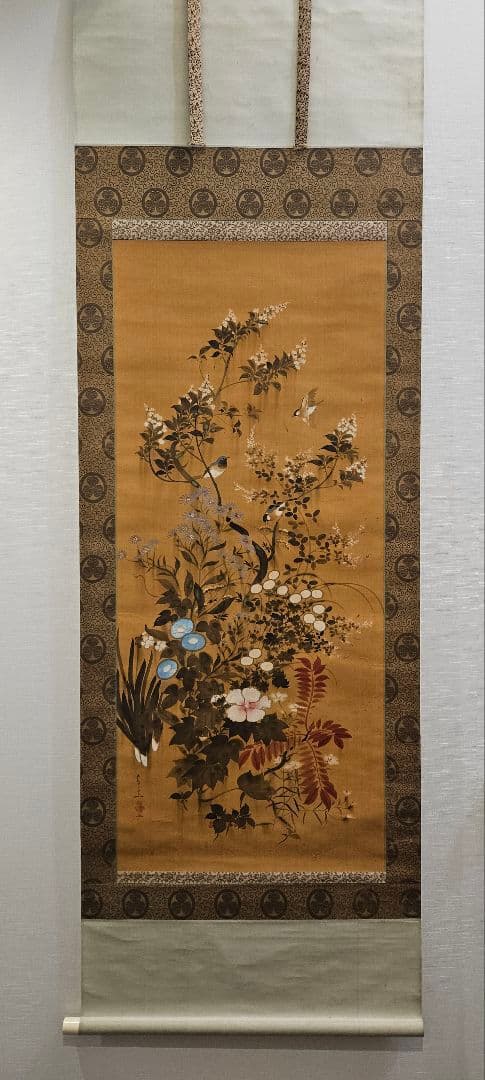鈴木其一 　花鳥画　葵紋表装　琳派　酒井抱一弟子