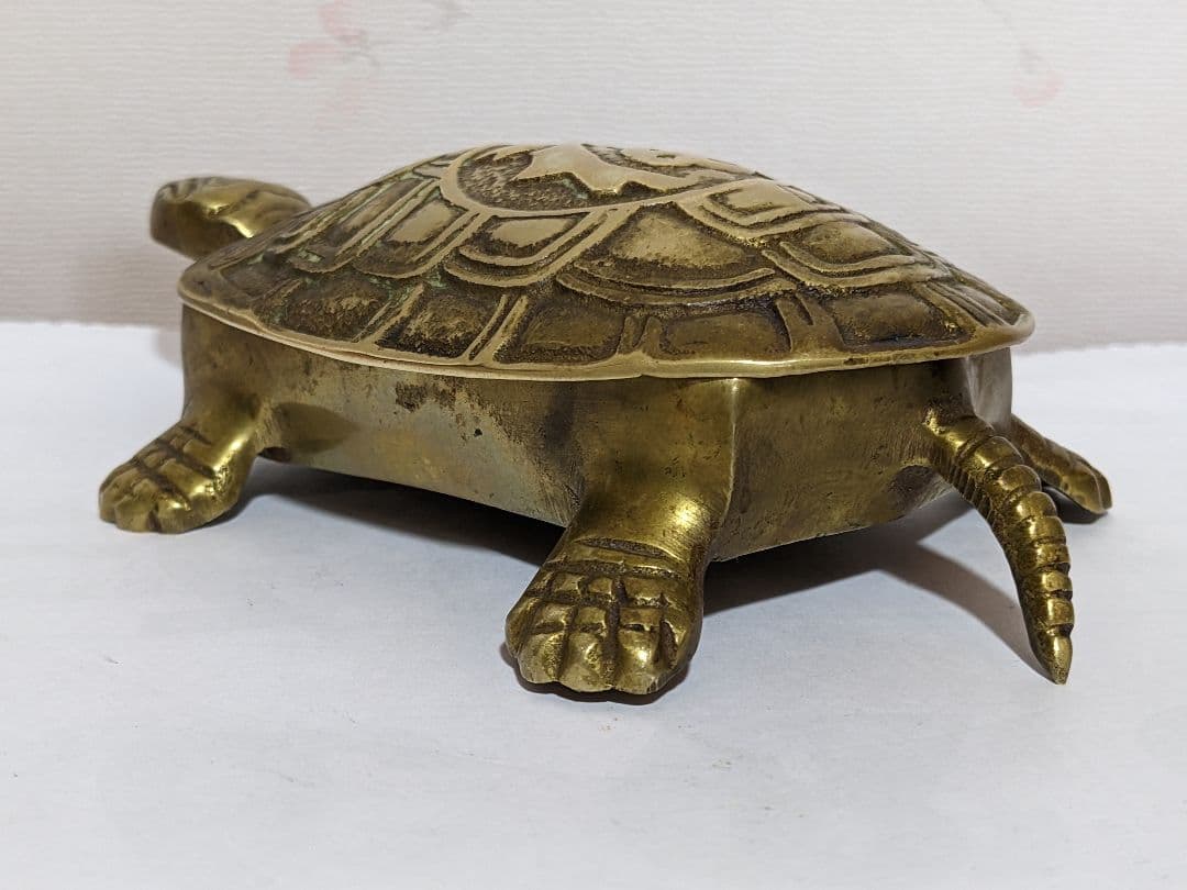 ♦中国 民国時代 銅製 亀形 自在蓋箱 煙草入 コレクション 骨董品アンティーク