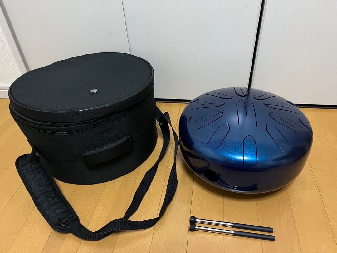 さざなみ楽器工房　さざなみドラム　大型　凪　青色 キャリングケース付き　ほぼ新品