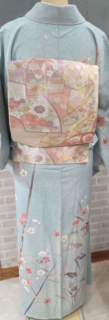 訪問着4点フルセット着物、袋帯、帯締め、帯揚げ トールサイズ対応