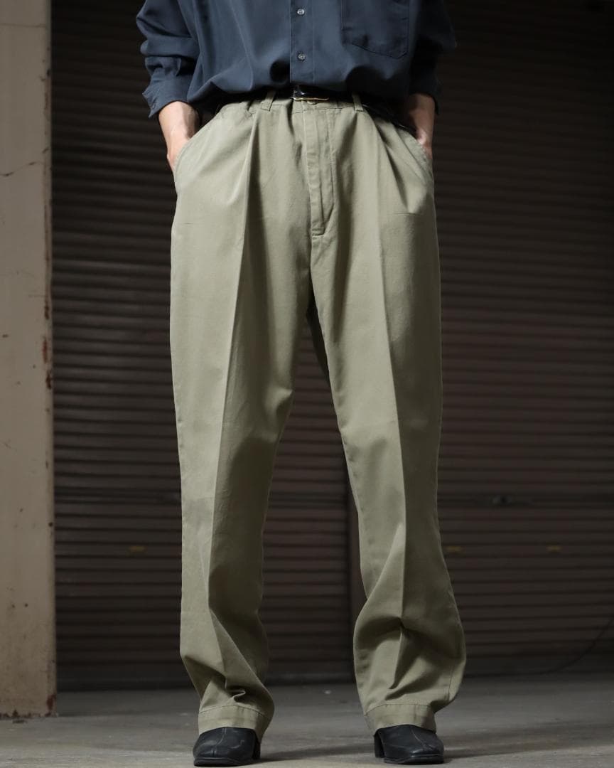 90s ラルフローレン クラシック ワイド チノパン ポロチノ W42 カーキ
