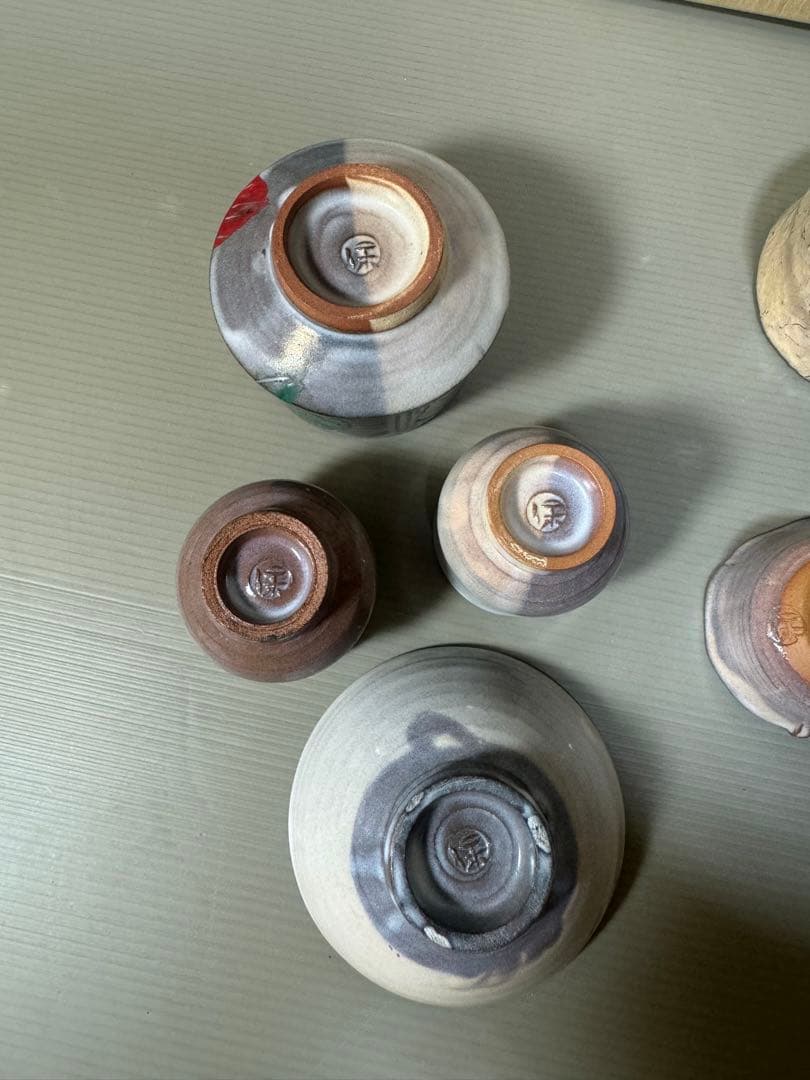 2283  萩焼　大和保男　酒盃　7客　未使用