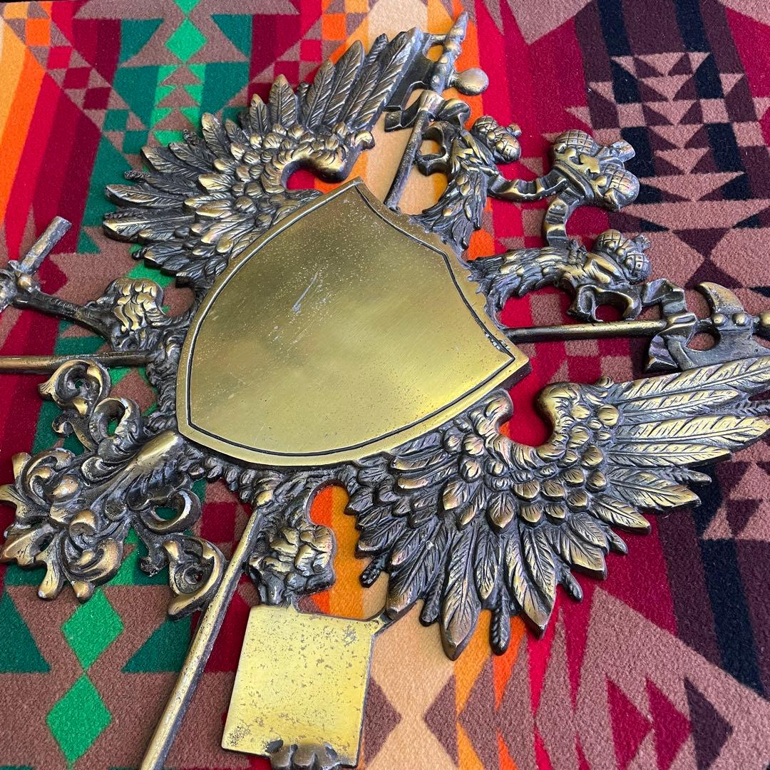 希少豪華！50's〜アメリカアンティーク双頭の鷲紋章　金属壁掛けJAPAN製