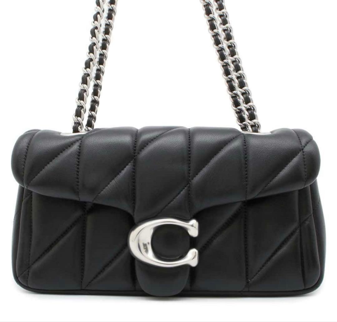 COACH タビー 20 キルティング ショルダーバッグ　ブラック　シルバー金具