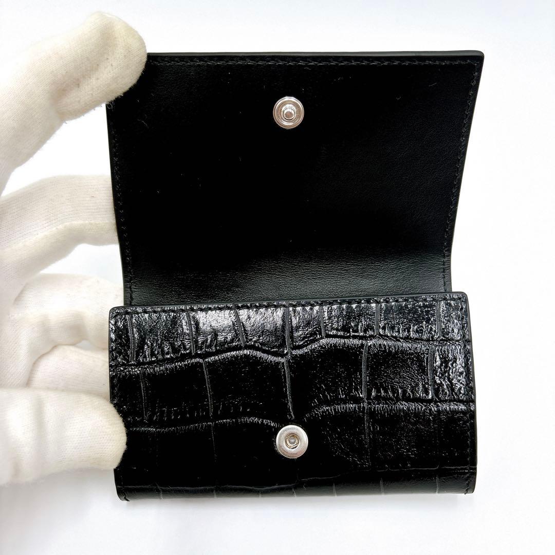 極美品＊ CELINE セリーヌ クロコ型押し レザー 6連キーケース ブラック