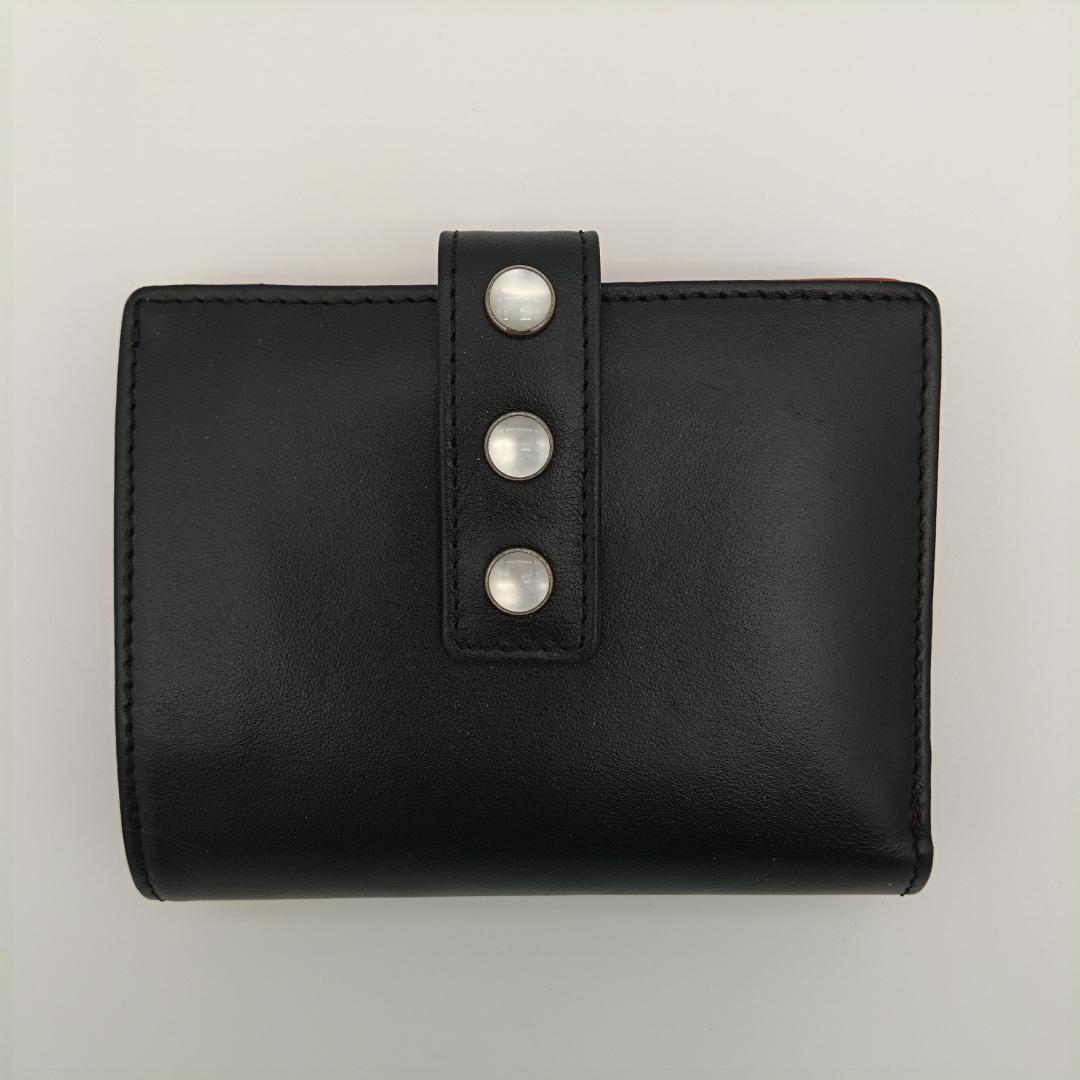 極美品 agnes b. アニエスベー 二つ折り財布 ブラック×レッド