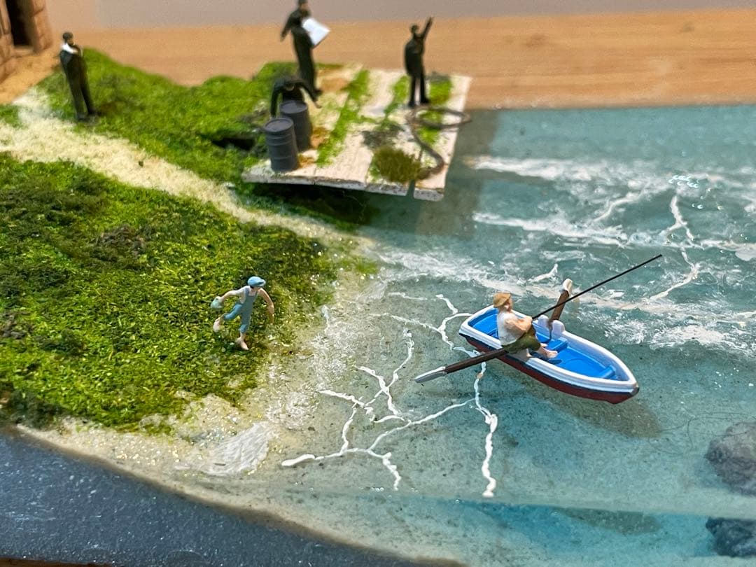 基地から飛び立つ二式戦闘機　レジン　ジオラマ