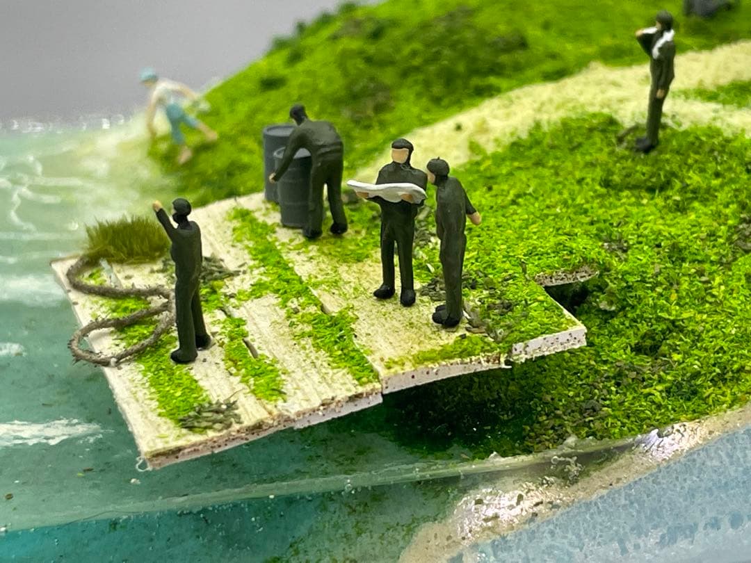 基地から飛び立つ二式戦闘機　レジン　ジオラマ