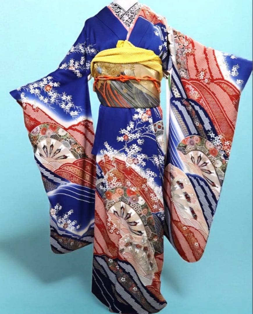 振袖フルセット✨振袖、帯、帯揚げ、帯締め、半衿用リボン、重ね襟の６点セット✨