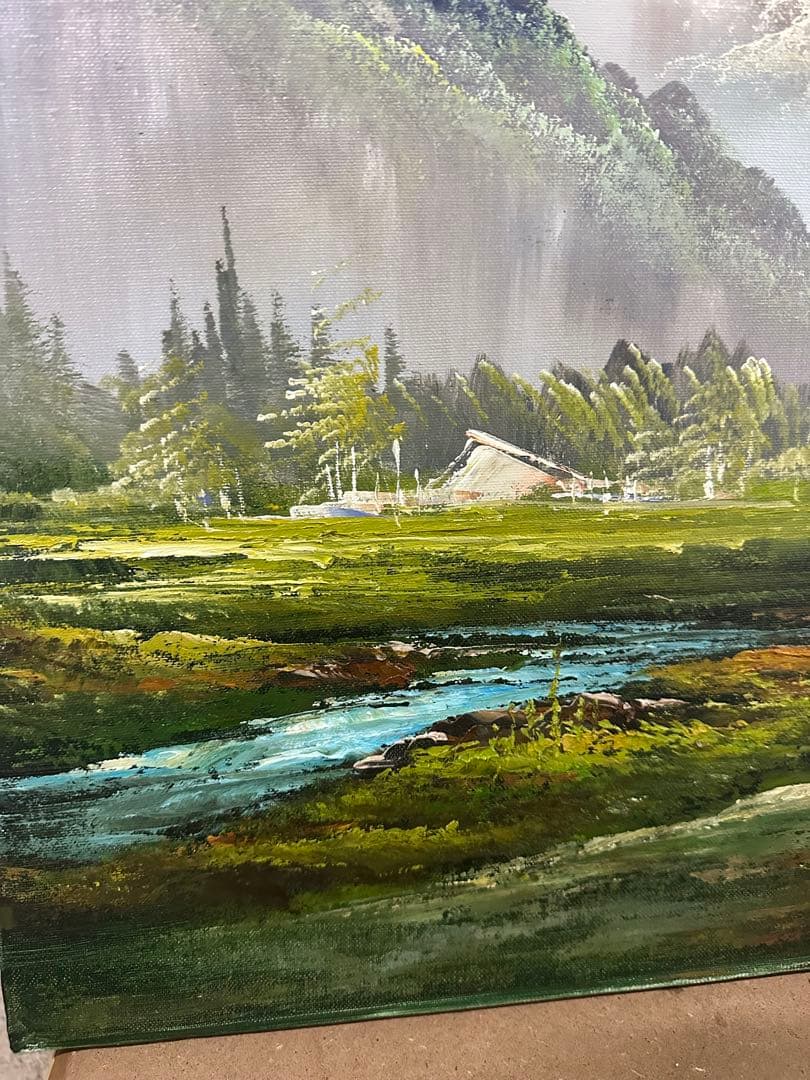 アンティーク 大型 山水 風景画 油彩画 油絵 壁掛け 額有絵画 アート 芸術