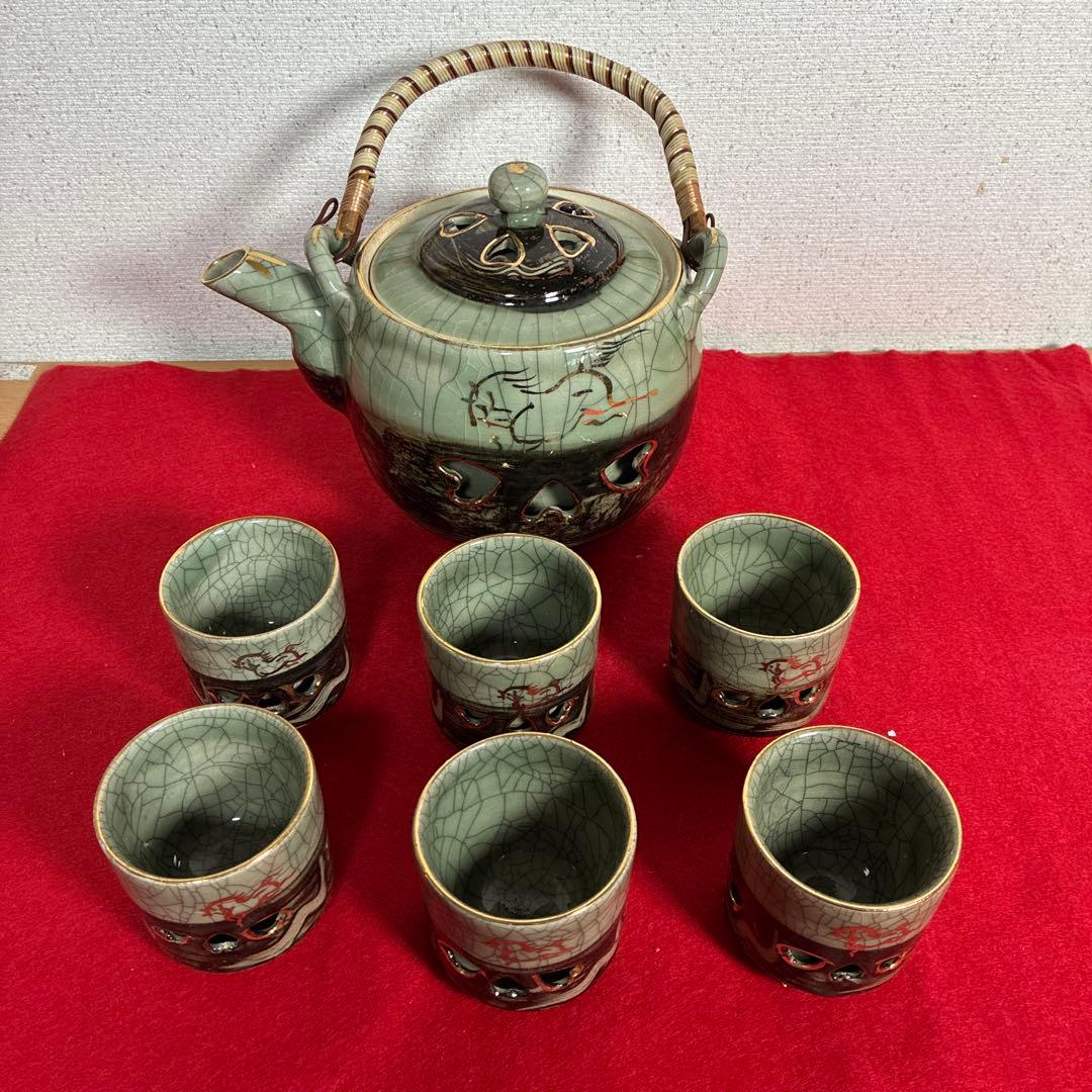 自宅保管品未使用　相馬焼 特大急須 双馬 金馬 美品