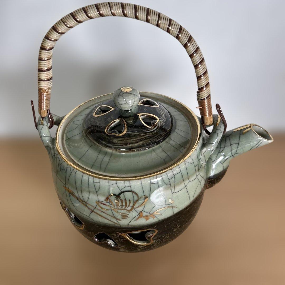 自宅保管品未使用　相馬焼 特大急須 双馬 金馬 美品