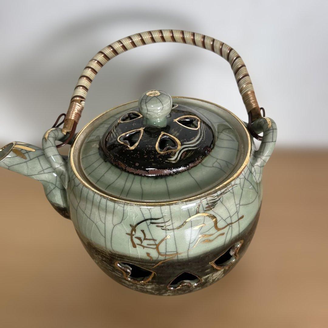 自宅保管品未使用　相馬焼 特大急須 双馬 金馬 美品