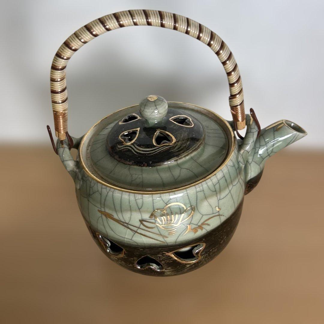 自宅保管品未使用　相馬焼 特大急須 双馬 金馬 美品