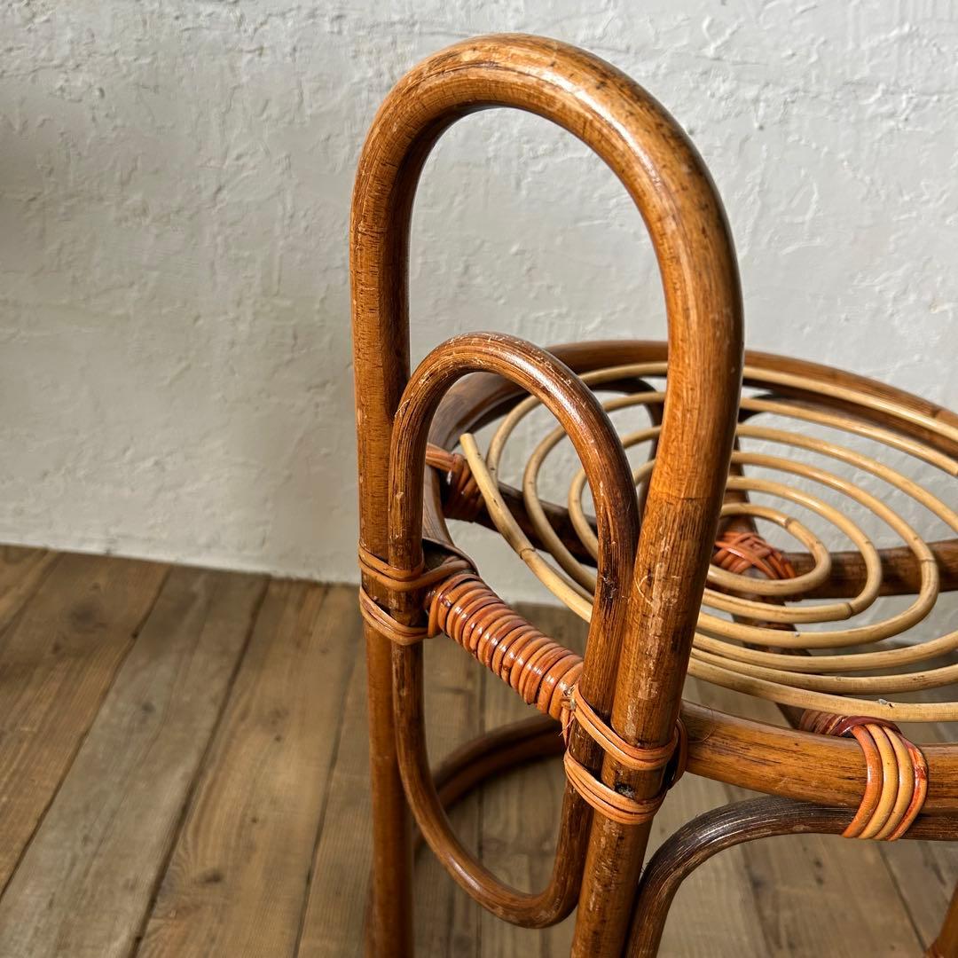 ラタン 籐 ミニテーブル & チェア の セット