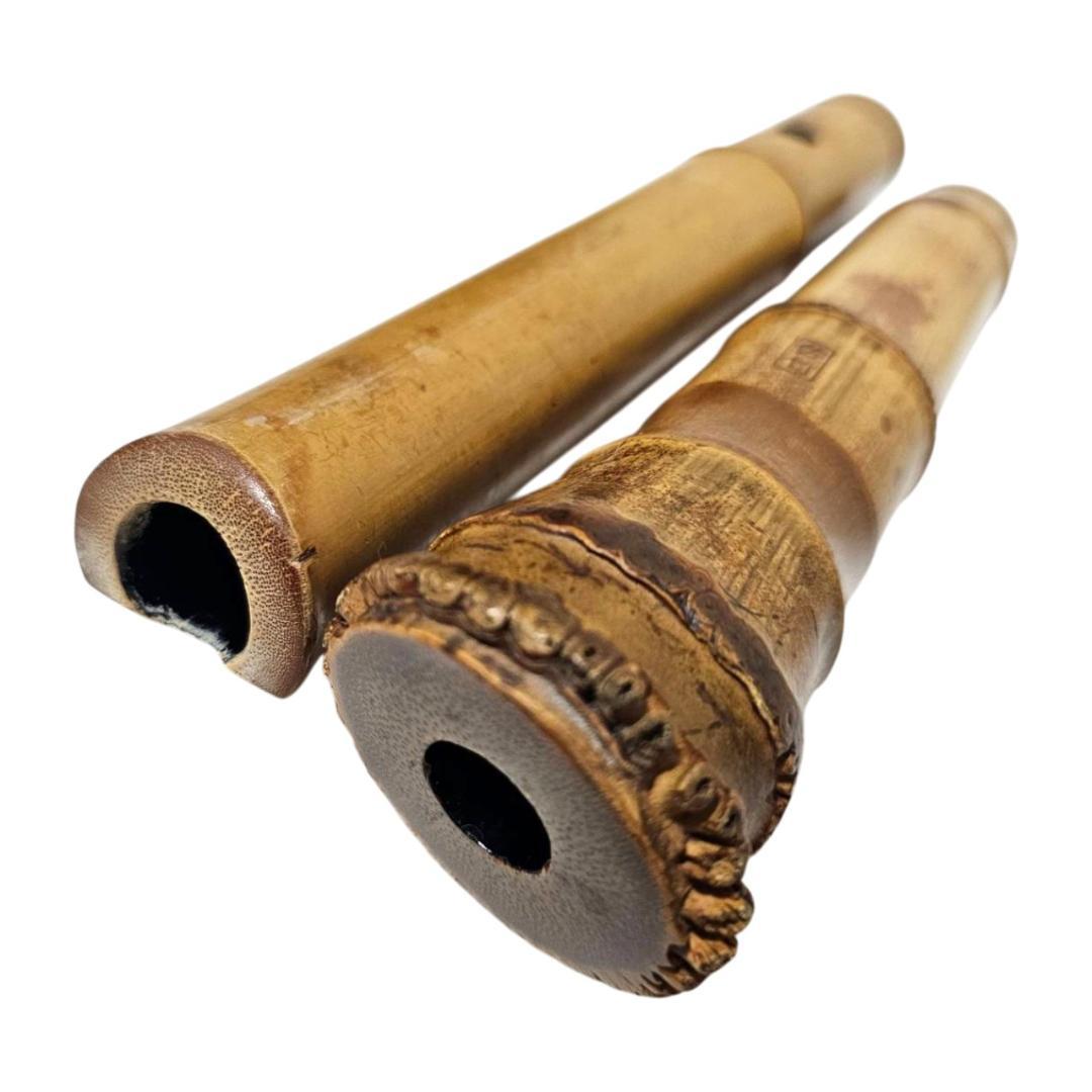 希少 尺八 琴古流 佐竹 1尺7寸 5孔 銘あり 2印 根竹 二分割 和楽器 竹