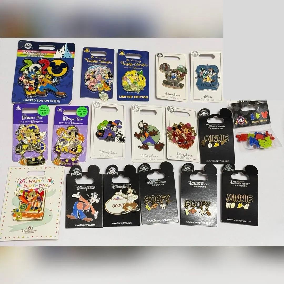 海外ディズニー ピンバッジ ピンバッチ 香港 上海 ミッキー ミニー グーフィー