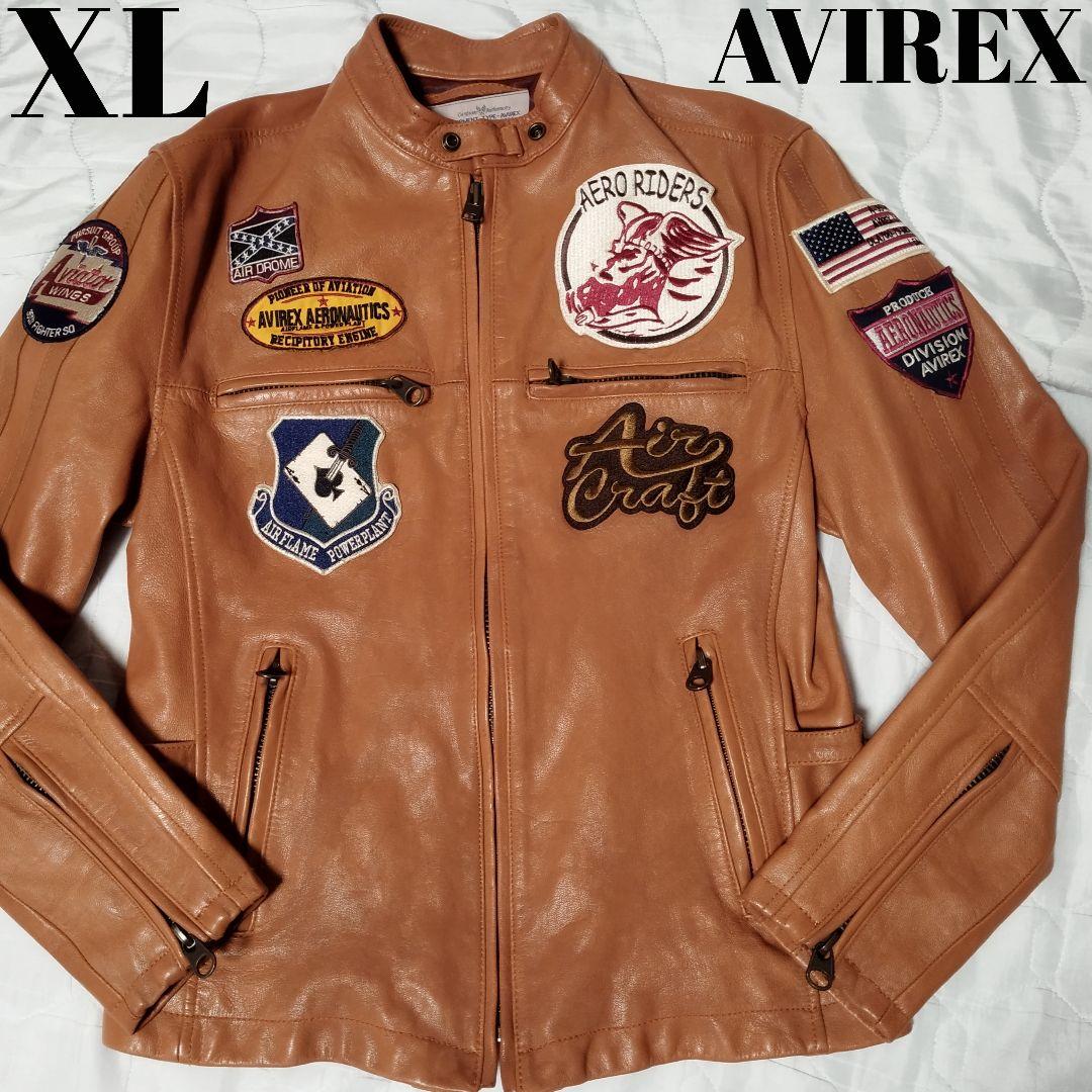 AVIREX パッチ レザージャケット ライダースジャケット アヴィレックス